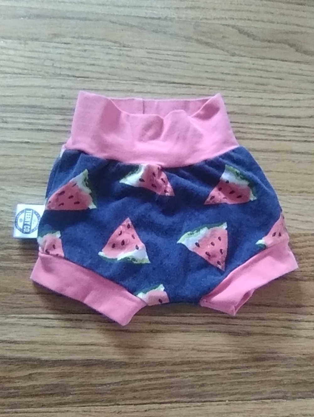 Baby Watermelon Print Bloomers with Pink Trim 0-9 M The Teeny Co.